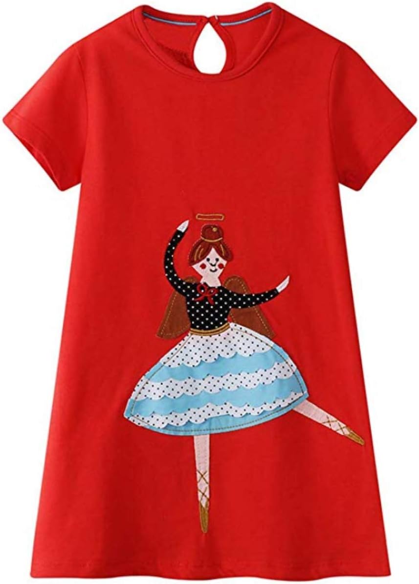Toddler Girls Animal Stripe Cotton Dress Short & Long Sleeves Casual Summer Basic Active Shirt Dresses
