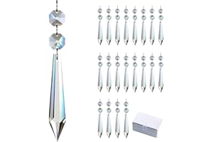 GOLDENHAITAI 20pcs 76mm Chandelier Crystals Icicle Prisms Replacement Pendants Beads, Hangings Crystals for Decoration