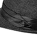 Kids Summer Fedora Hat Classic Vintage Panama Short Brim Straw Fedora Hat Black