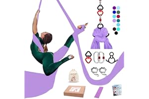 IONTACH Aerial Silks Yoga Swing Set Equipment - 11 Yards Aerial Yoga Hammock kit, Low-stretch fabrics for Beginner Dance, Full Accessories