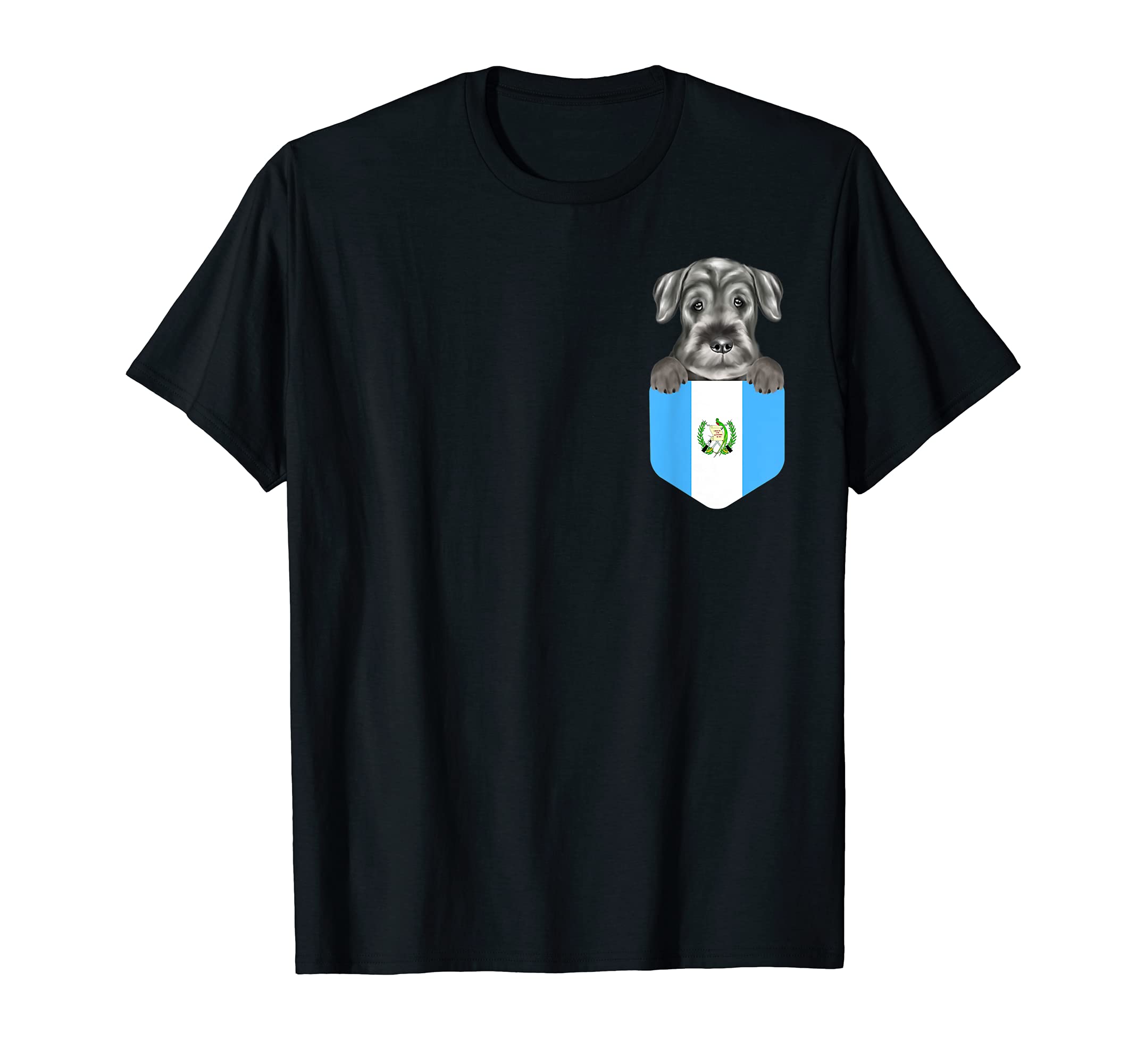 Guatemala Flag Standard Schnauzer Dog In Pocket T-Shirt