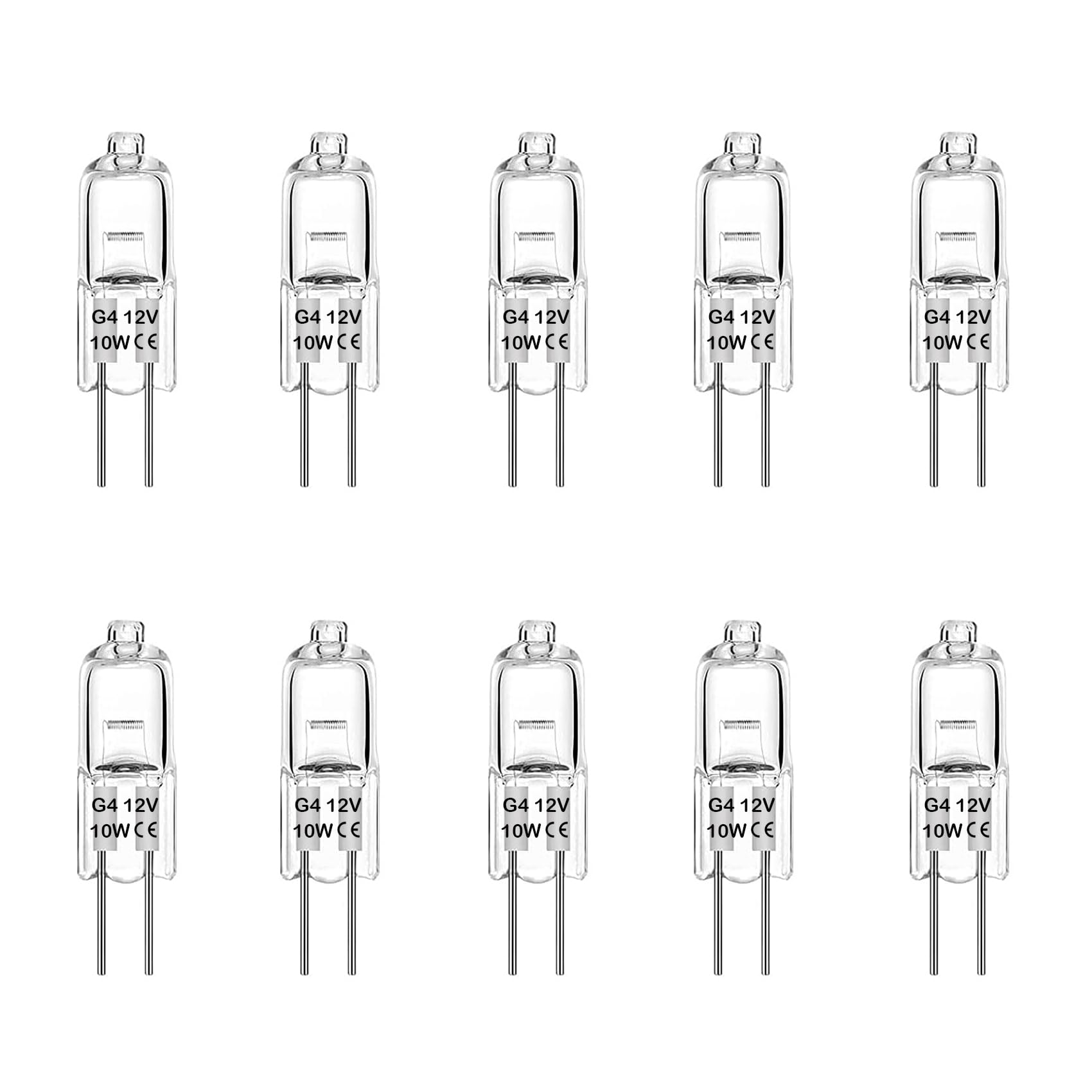 Rpanle G4 Halogen Bulbs, Clear Capsule 10W 12V 3000K Warm White Light, for Cooker Lighting, Signal Lights, Track Lighting (10 Pack) — image 1