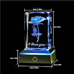 BAHUJIDA 3D Rose Crystal with LED Color