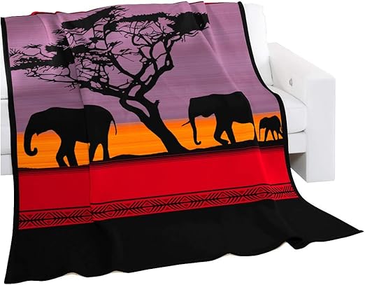 Amazon Com African Sunset Throw Blanket 60 X 50 Elephant