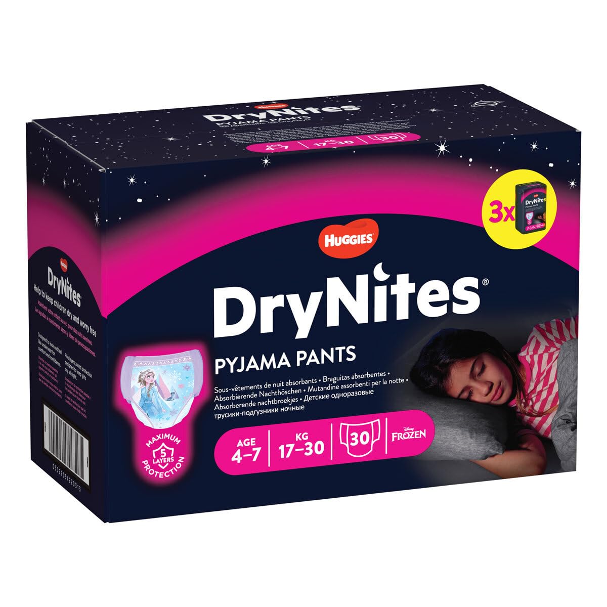 Huggies DryNites Pyjama Pants for Girls Years 4-7, 30 Pack Disney