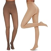 NexiEpoch 2 Pairs Fleece Lined Tights Women - Pantyhose Sheer Black Thick Dress Thermal Warm Fake Leggings for Winter