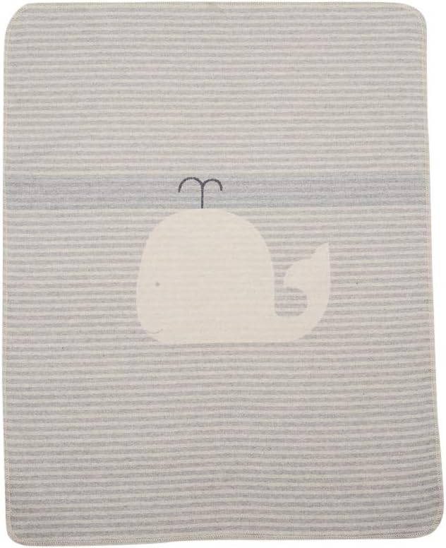 Fussenegger Baby Blanket "Whale/Stripes" Felt, Gray, 70x90 cm (1er Pack)