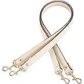 VanEnjoy Pair Full Grain Leather Replacement Strap for Handbags Purse Bags-26“Long,0.71" Wide (Black) (Beige)