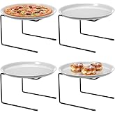 4 PCS Black Metal Pizza Table Stands,Pizza Rack Stand For Tables,Restaurant | Pizza Holder Stands For Serving,Pizza Pan Riser Food Platter Tray and Display Rack