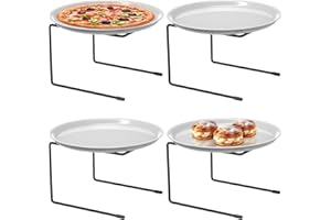 IRONDIY 4 PCS Black Metal Pizza Table Stands,Pizza Rack Stand For Tables,Restaurant,Pizza Holder Stands For Serving,Pizza Pan Riser Food Platter Tray and Display Rack