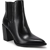 Ricristy Womens Booties Pointed Toe Stacked Heel Fashion Chelsea Ankle Boots