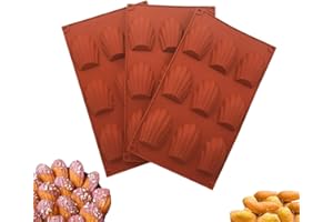 COKWO Silicone Madeleine Pan (3 Pack) - 9 Cavity Madeleine Mold for Baking, Cookie,Chocolate, Shell Shape Cake Mold Pan