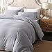 PURE ERA Jersey Knit Duvet Cover Set 100% T-Shirt Heather Cotton Super Soft Comfy Classic Striped Design, with Zipper Closure, Grey & White Pintripe, Queen