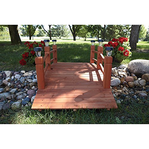 Decorative Wood Bridge With Solar Lights - 5ft.
