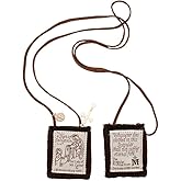 Venerare Catholic Holy Figure Saint Scapular | 100% Wool | Comes with Enrollment Papers (Traditional Brown)
