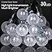 2-Pack Solar String Lights, 20FT 30 LED Crystal Globe Lights with 8 Light Modes, Waterproof Solar Powered Fairy Lights for Outdoor Garden Patio Backyard Xmas Holiday Party Decor, Pure White