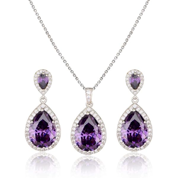 YOU&M White Gold Plated Snowflake Halo CZ Jewelry Set - Necklace & Hook Earrings, Hypoallergenic, Adjustable Chain