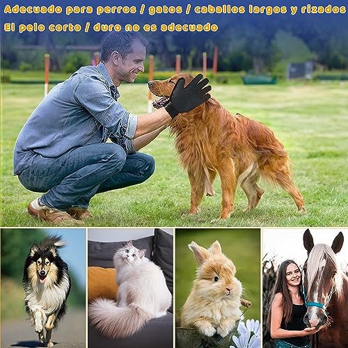 MXCOCO Guantes Removedores de Pelo para Mascotas (Par), Guantes con Cepillos para Bañar, Masajear Mascotas con Correas Ajustables, Perfecto para Quitar Pelos Largos de Perros y Gatos