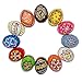 Set of 12 Ukrainian Wooden Easter Eggs Pysanky 1.5 Inches Multicolor