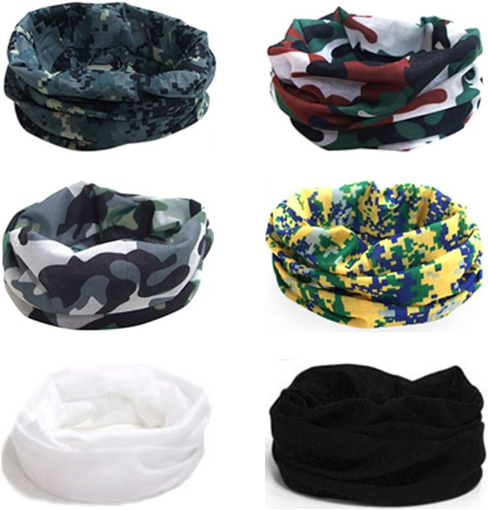 Bundle Military Bandana 6 pack Seamless Style Headwear Scarf Wrap camo army cap - Mixed Sets(6 set Choices)