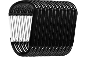 OUPENG SKY 12PCS Aluminum Carabiner Clip - Carabeaner D Ring Shape,Spring Snap Key Chain Clip Hook,Keychain Clip,Multipurpose for Camping, Hiking,Backpacking or Other Outdoor Activities, Black.