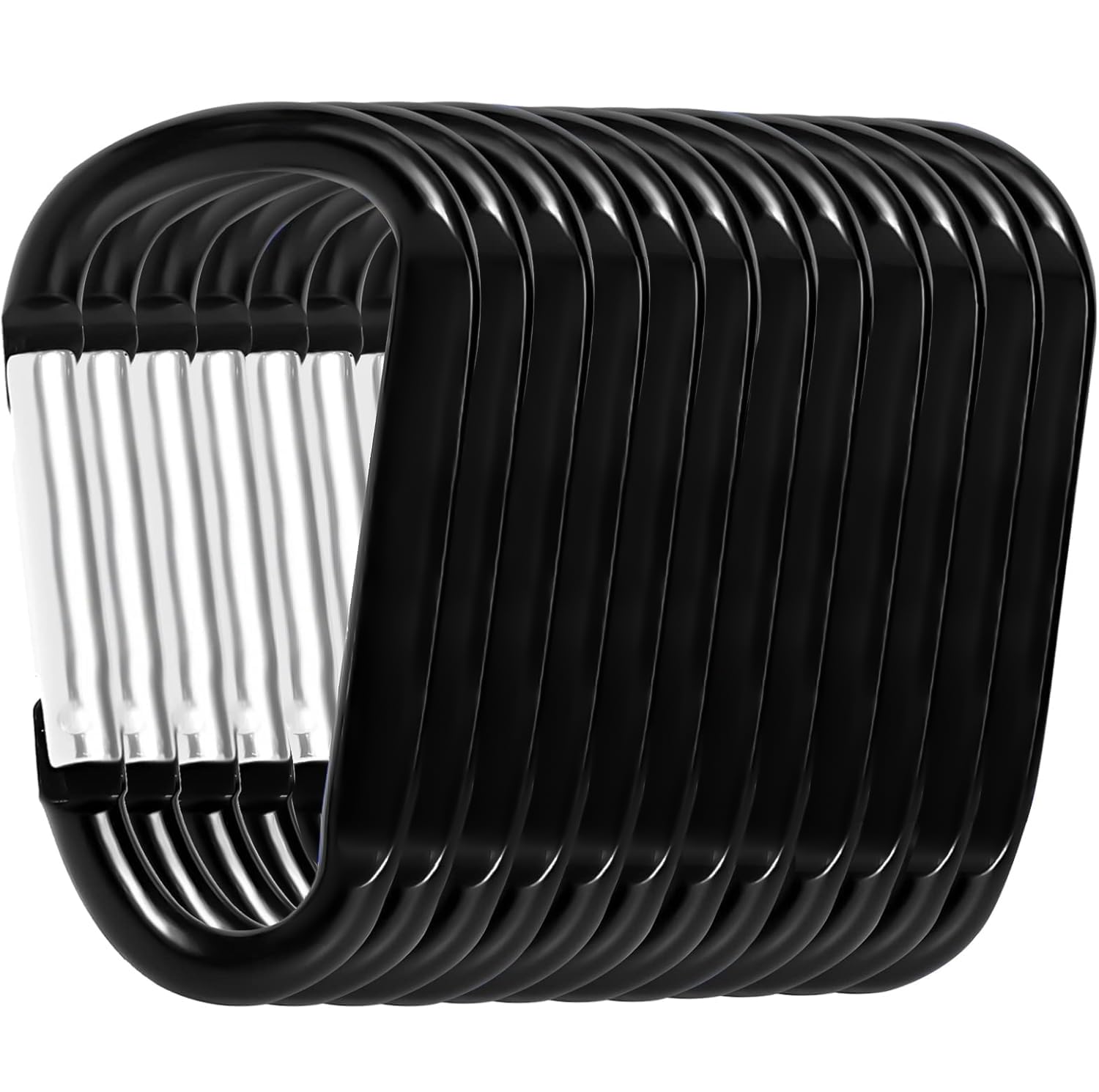 Photo 1 of 12PCS Aluminum Carabiner Clip - Carabeaner D Ring Shape,Spring Snap Key Chain Clip Hook,Keychain Clip,Multipurpose for Camping, Hiking,Backpacking or Other Outdoor Activities, Black.