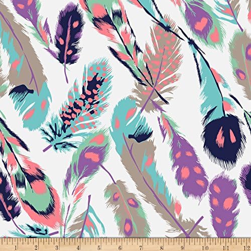 Bolt By Girl Charlee Pure Vintage Jersey Knit Feathers Multi Fabric By The Yard