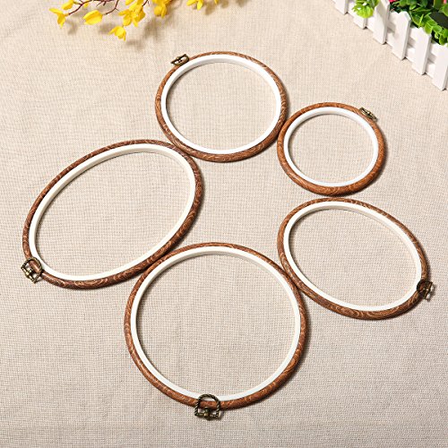 ARTISTORE 5 Pieces Embroidery Hoops Cross Stitch Hoop Embroidery Circle Set With Storage Bag For Art Craft - Thumbnail 3