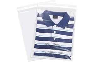 iMailer - 200 Count - 12" x 15" Clear Plastic Poly Bags with Suffocation Warning for Clothing, T-Shirts,Shipping, Packaging - Resealable Adhesive,Not Strong