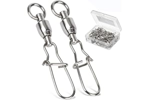 AMYSPORTS Duo Lock Snap Fishing Swivels Stainless Barrel Swivels Fishing Lure Snap Swivels Ball Bearing Swivels Fishing Tackle for Saltwater Fishing Freshwater Fishing