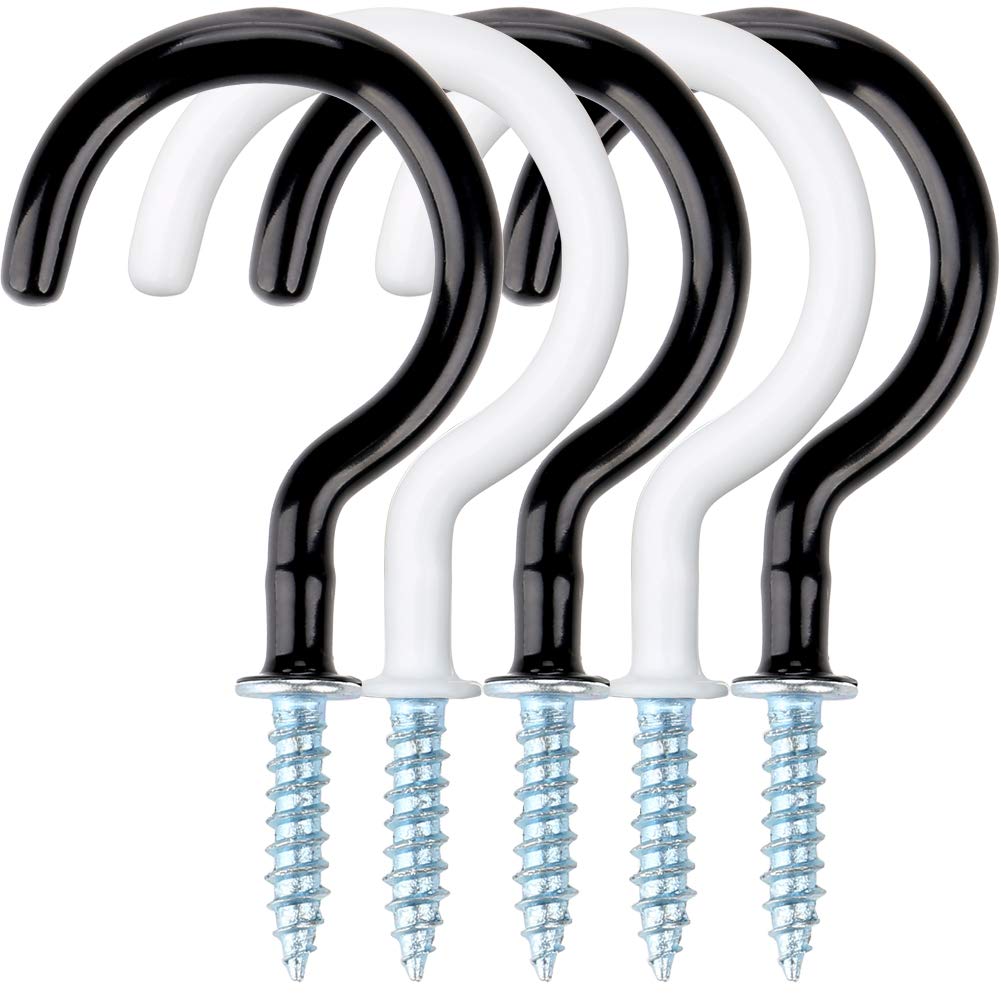 H&S 18pcs 2.9-Inch Screw-in Cup, Black, Metal Hanging Hooks for Tea Cups - Hooks Screw in Ceiling Hanging