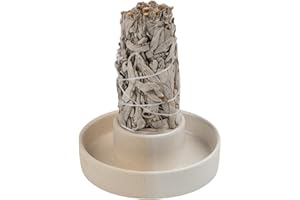DOREPHINE Sage Holder, White Sage Burner, Smudge Bowl, Palo Santo Holder, Incense Holder, Incense Holder Bundle, Sage Holder for White Sage Bundle and Palo Santo (Sage Not Included) (White)