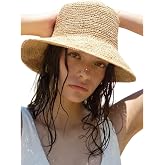 KORADI Women Raffia Beach Hat Natural Raffia Straw Bucket Hat Handwoven Foldable Sun Hats Wide Brim Summer Travel Cap