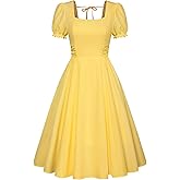 Belle Poque Vintage Dress for Women 2026 Summer 1950s Midi Cottagecore Dresses Square Neck Wedding Guest Cocktail Dress