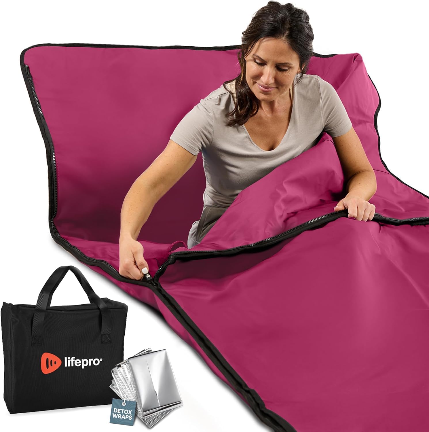 Photo 1 of LifePro Infrared Sauna Blanket for Detox & Relaxation – Low EMF Carbon Fiber Heating, 9 Temp Levels (95–176°F) – Portable Full Body Sauna Blanket Infrared with Waterproof Interior & Carry Bag