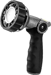 GREEN MOUNT Garden Hose Nozzle, Water Hose Spray Nozzle with Thumb Control On Off Valve for Easy Water Flow Control,Black-grey