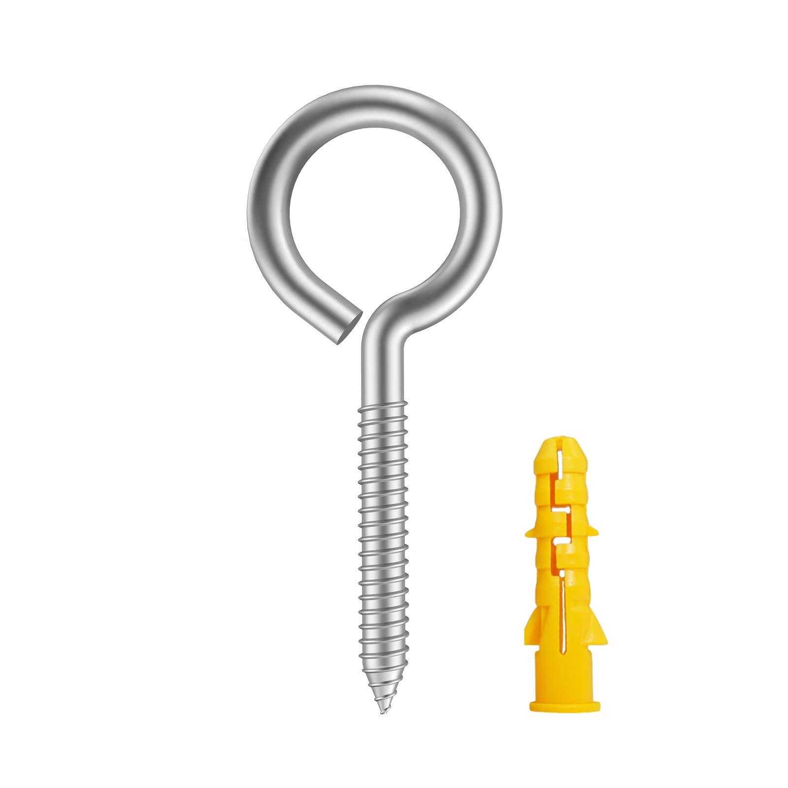 (3.5 20 Pieces ) 304 Stainless Steel self Ring Screw Tapping Screw Sheep Circle Round Eye self Ring Hand Tightening Lights Hanger Hooks Easy Release Outdoor