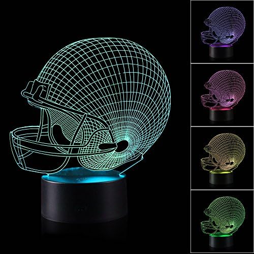 3D Illusion Hemlet Rugby Football Night Light Lamp with 7 Color change, touch base, power by AA batteries