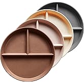 greenandlife 9 Inch 4PCS Unbreakable Portion Control Plates, Divided Plates for Kids Adults, Dishwasher & Microwave Safe Compartment Plate, Lightweight Reusable Wheat Straw Plate, BPA Free