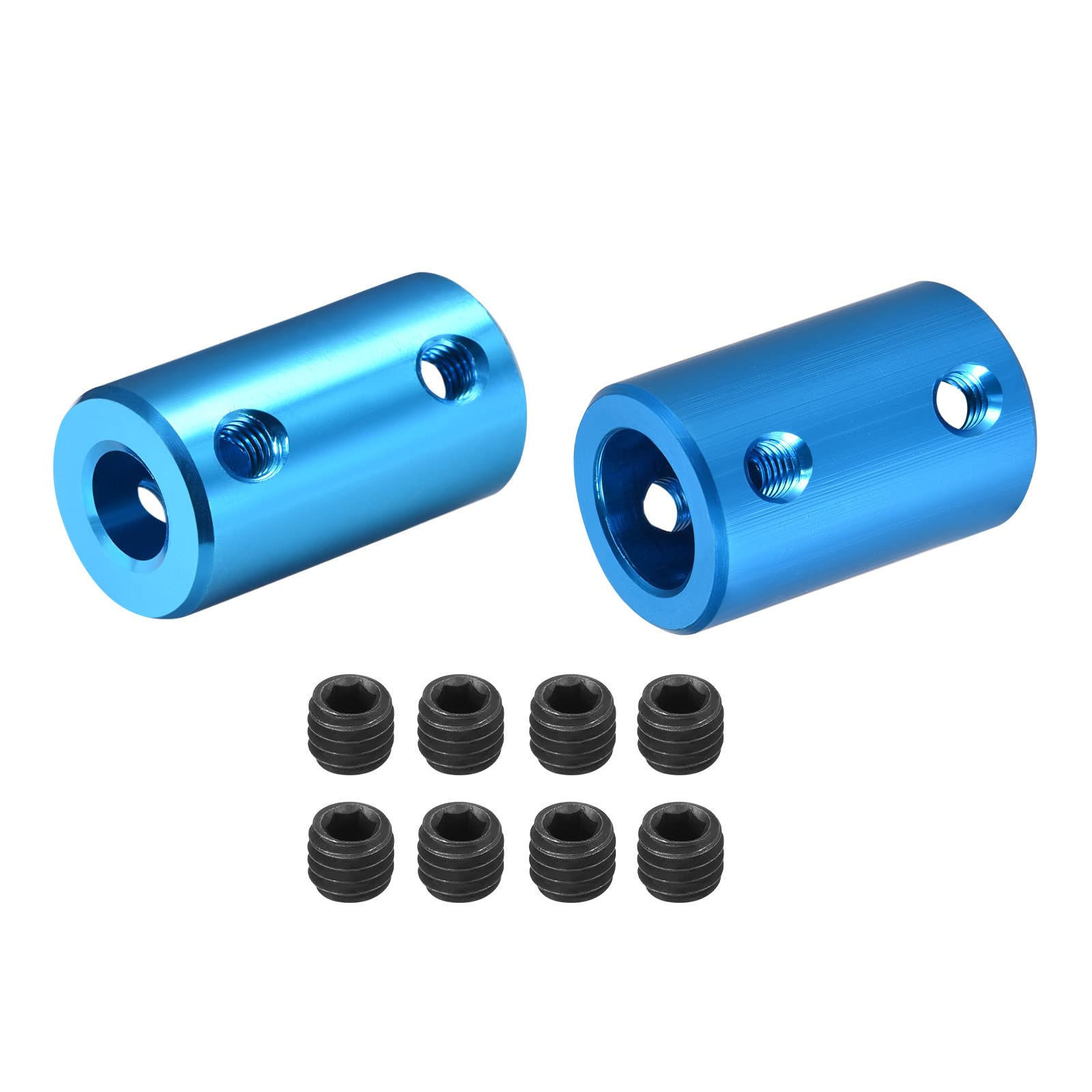 DMiotech 2 Pack 8-10mm Bore L25XD16 Rigid Coupling Shaft Coupling Joint Connector w Screws Aluminum Alloy Motor Shaft Connector for 3D Printer Blue