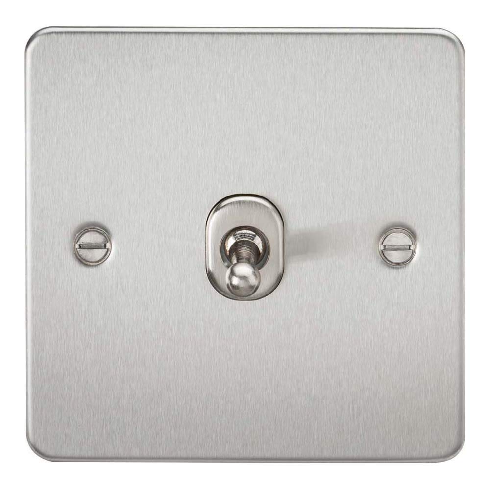 Knightsbridge FP1TOGBC Flat Plate 2 Way Toggle Switch, Brushed Chrome, 10AX, 1G