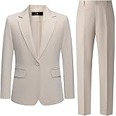 Women's 2 Piece Pant Suit Dressy Business Casual Outfits Notched Collar Blazer Professional Pantsuits Set for Work Office