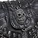 MG Collection Parkin Skull Studded Fringe Beads Purse, Black, One Size