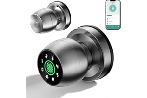 MOKEBUY Smart Door knob with app Control with keypad, Smart Door Lock Fingerprint Door Lock with keypad, Suitable Door Lock for Bedroom, Study Room, apar-(Silver)