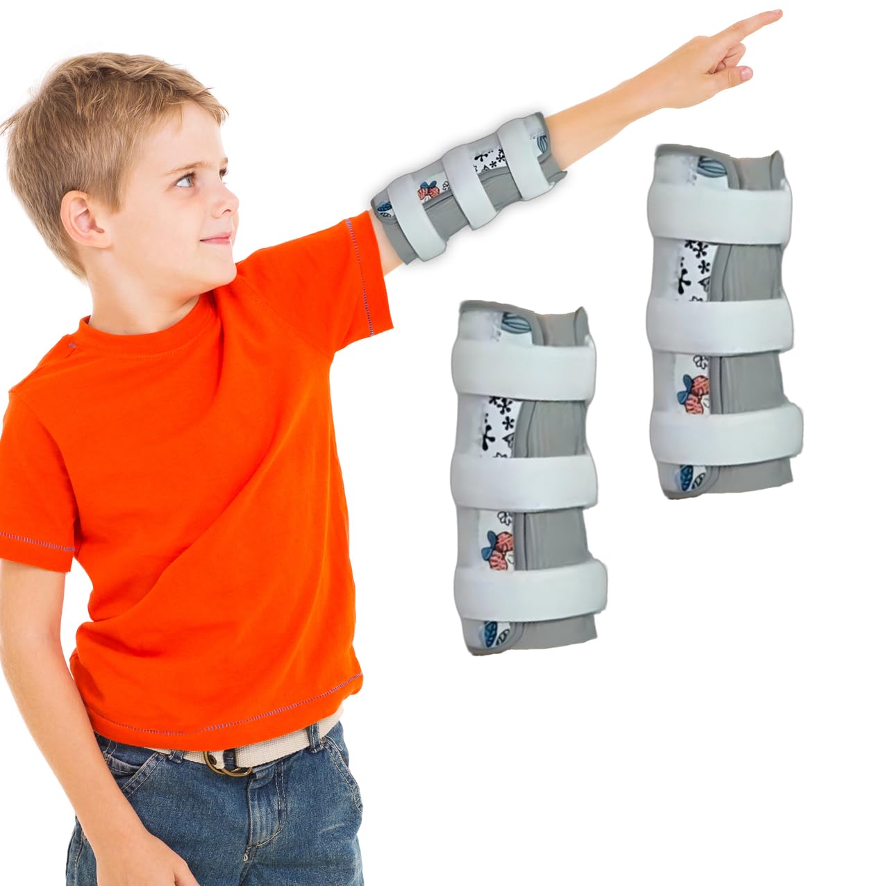 Photo 1 of 2 Pcs Prevents Face Grabbing Nail Biting Treatment for Kids, Thumb Sucking Deterrent Habits, Pulling Iv Tubes, Elbow Immobilizers and Kids Arm Restraint Wraps Prevents Hand to Face(Gray)