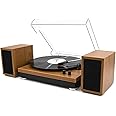 Record Players for Vinyl with External Speakers, Belt-Drive Turntables with Dual Speakers Vinyl LP Player Support 3 Speed Wireless Input Auto Stop RCA Yellow Wood