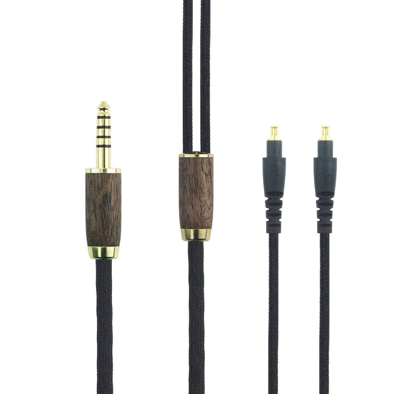 ABLET 4.4mm Balanced Cable 6N OCC Copper Silver Plated Cord Compatible with Audio-Technica ATH-MSR7b ATH-SR9 ATH-ESW990H ATH-AP2000Ti Headphone Walnut Wood Shell