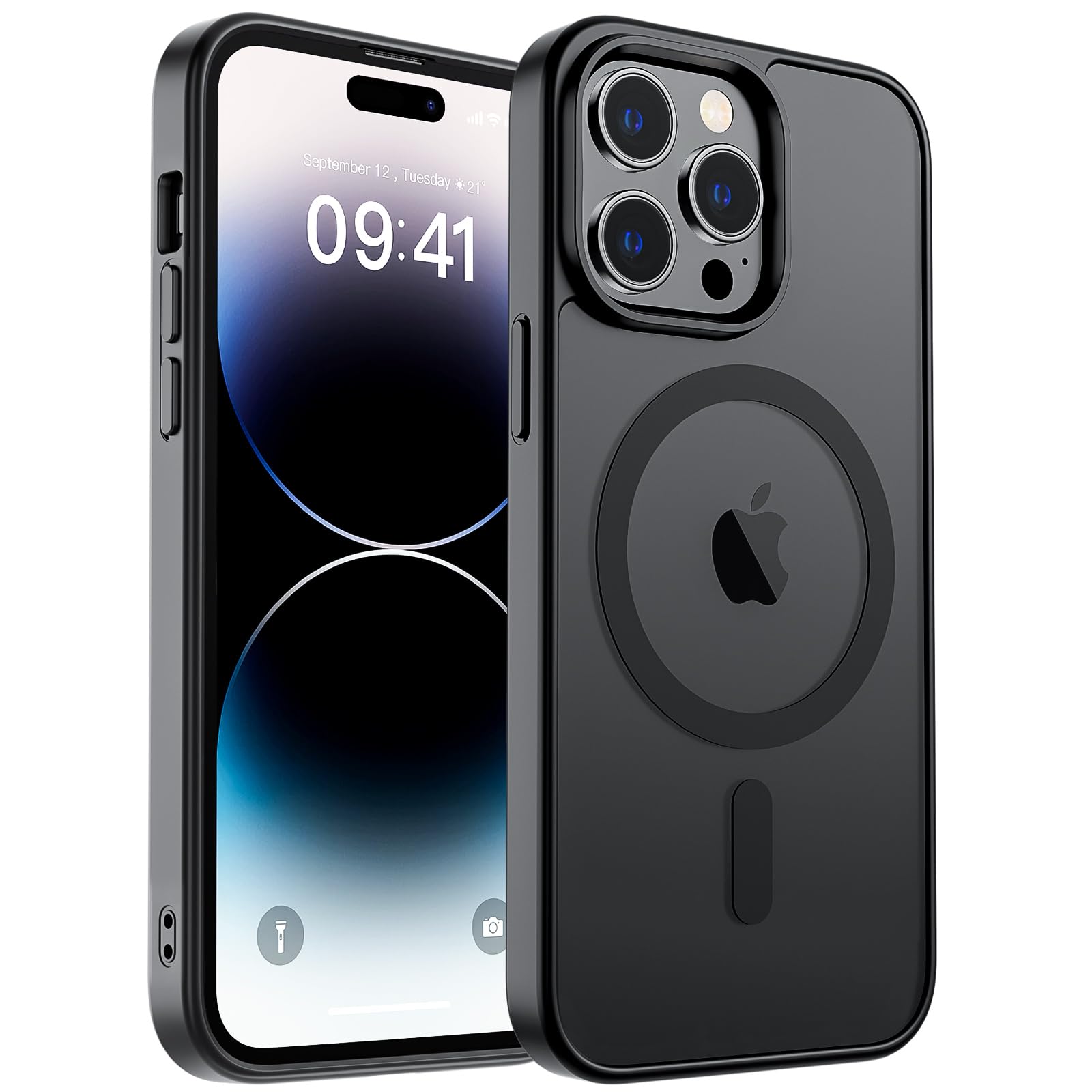 Photo 1 of zapica Magnetic for iPhone 14 Pro Max Case, [Compatible with MagSafe] [Military Grade Drop Protection] Translucent Matte Shockproof Anti-Scratch Phone Case, Black