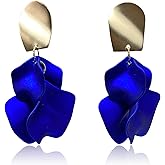 T-ztoss Red Rose Petal Dangle Earrings for Women Acrylic Tiered Matte Flower Earrings Large Floral Statement Earrings Summer Beach Holiday