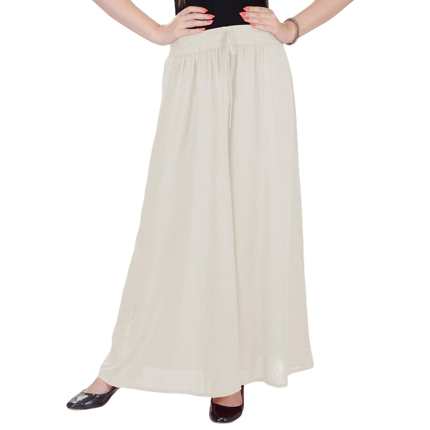 srisaras premuim off-white rayon palazzo for women and girls